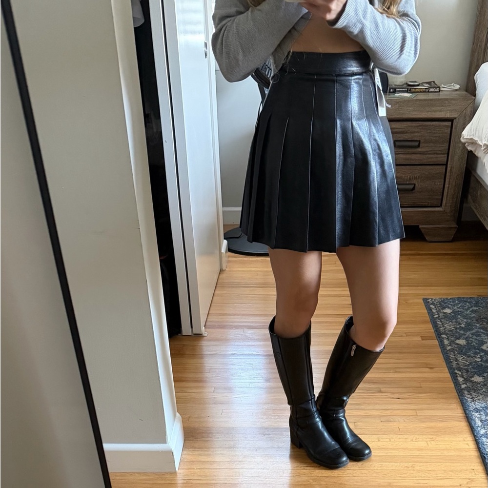ARITZIA Sunday Best Black Pleated Mini Skirt
